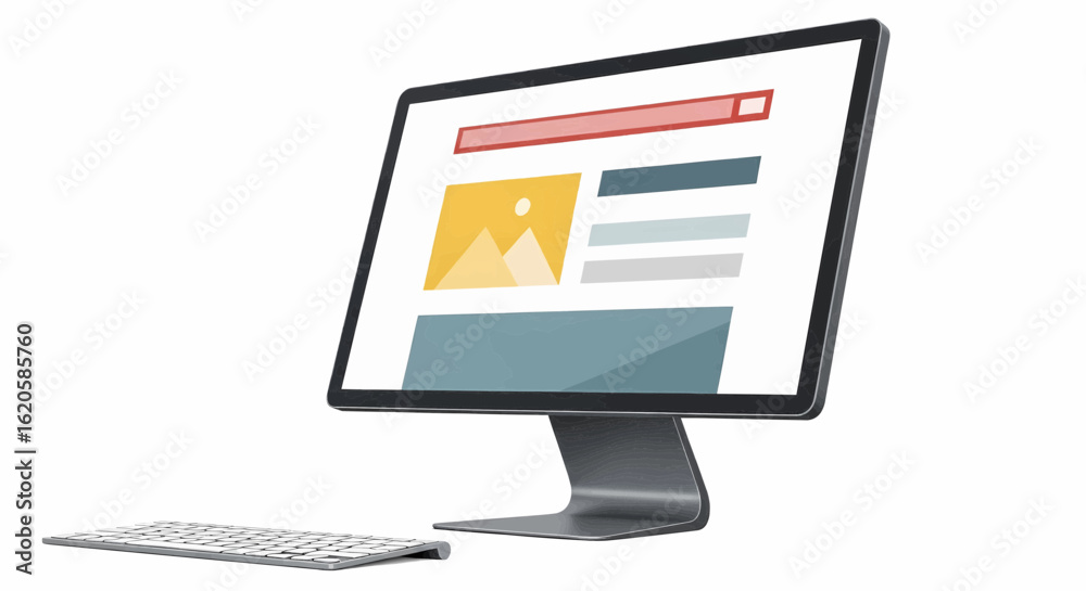 Wall mural web design concept vector illustration, website layout icon on a computer screen.