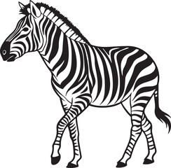 Fototapeta premium The image features a zebra positioned centrally, highlighting its unique striped pattern against a neutral background, Zebra vector style silhouette image