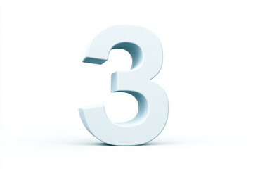 a white number three on a white surface