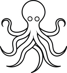 octopus icon outline vector illustration on transparent background