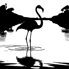 silhouette of flamingo