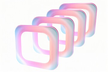 Floating Gradient Square Stack – Pink, Blue, and Purple Glossy Shapes on White Background
