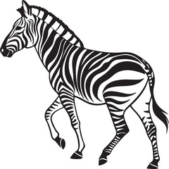 Obraz premium The image features a zebra positioned centrally, highlighting its unique striped pattern against a neutral background, Zebra vector style silhouette image