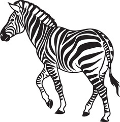 Obraz premium The image features a zebra positioned centrally, highlighting its unique striped pattern against a neutral background, Zebra vector style silhouette image