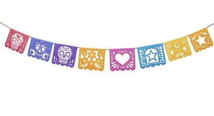 Colorful paper banners with cutouts