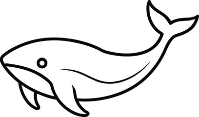 whale icon outline vector illustration on transparent background