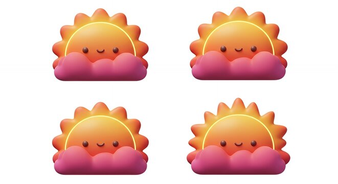 Cute cartoon sun and cloud images