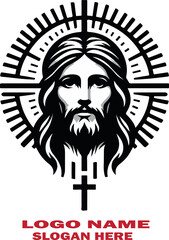 Jesus nazaret logo icon vector white background .