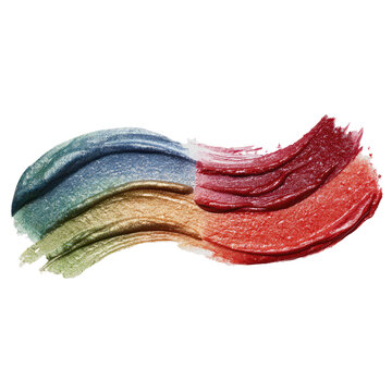 Long Curved Rainbow Arrow with Glossy Lipstick Shape, Transparent Background

