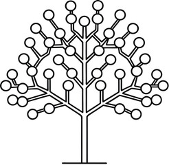Abstract tree with birds vector illustration, a symbol of social network communication and technology connection