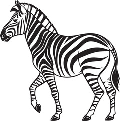 Obraz premium The image features a zebra positioned centrally, highlighting its unique striped pattern against a neutral background, Zebra vector style silhouette image