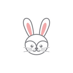Charming rabbit head icon. A simple and cute bunny face vector illustration for a logo.