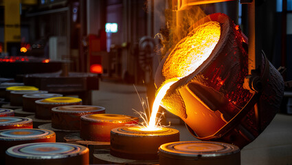 Fundición de Acero Líquido en Proceso Industrial