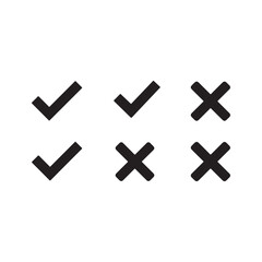 Obraz premium Modern black checkmarks and black crosses convey clear choices for surveys or forms, providing instant feedback and visual clarity for users