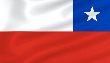 Fototapeta premium Chilean bicolor flag—white-red bands with blue canton and single white star symbolizing honor and liberty