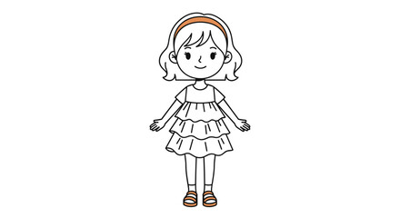 A sweet little girl in a tiered dress and headband enjoying a sunny day