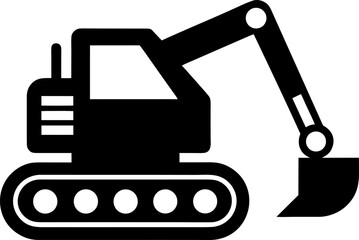 Excavator Machine Icon Silhouette Vector Illustration
