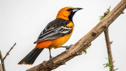 Naklejka premium Hooded Oriole on studio background