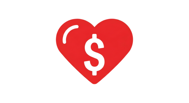 Red Heart With Dollar Sign Icon