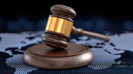 Conceptual Visualization of Legal Authority in Financial Markets Global Digital Map in a Professional Environment