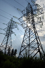 metal towers of the power transmission line