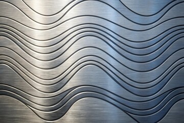 Wavy brushed metal texture background with smooth curves and engraved lines for modern abstract design and industrial style