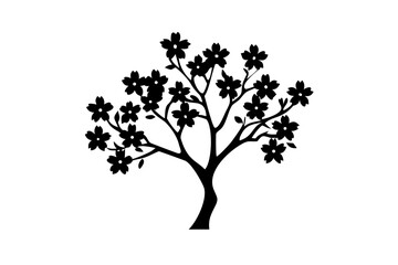 Obraz premium Blooming Dogwood Tree Silhouette white background nature