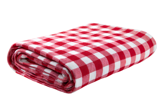 Red and white checkered picnic blanket, isolated on a Transparent background PNG