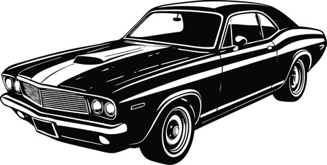 vintage muscle car vector illustration with bold details and classic retro style