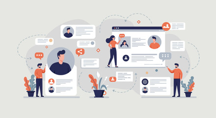 Conceptual Illustration of Social Media Network and Connections.