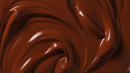Glossy Swirling Dark Brown Melted Chocolate or Rich Creamy Syrup with Smooth Texture