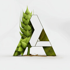 creative letter A logo made of leaves with white background