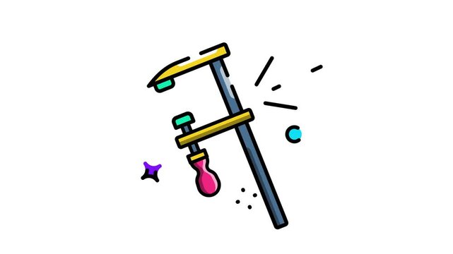 Hand-drawn clamp tool illustration in a minimalist style, perfect for design projects