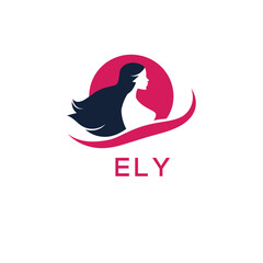 ELY Letter Logo. Elegant Woman Silhouette Logo Design for Beauty, Hair Salon, and Cosmetics Branding.
