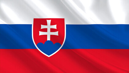 Tricolor Slovak flag&mdash;horizontal stripes with historic coat of arms