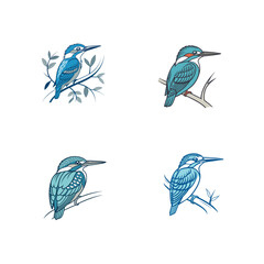 Kingfisher icon set vector. Adobe Illustrator Artwork