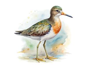watercolor sandpiper vector illustration isolated on white background