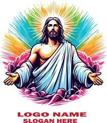 Jesus resucitado logo vector white background .