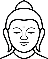 buddha face icon line art vector illustration on transparent background