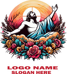 Jesus resucitado logo vector white background .