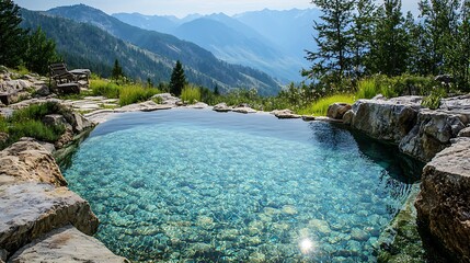 Hidden mountain pool with crystal-clear waters