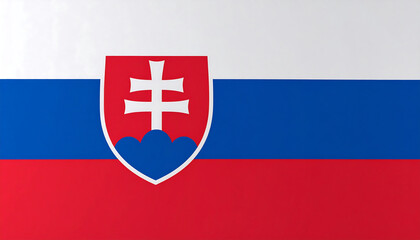 Obraz premium Tricolor Slovak flag—horizontal stripes with historic coat of arms