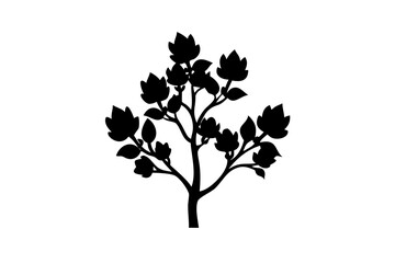Blue Tulip Tree Silhouette on White Background Liriodendron tulipifera
