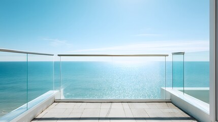 Glass railing overlooking the ocean.