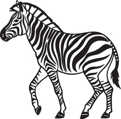 Obraz premium The image features a zebra positioned centrally, highlighting its unique striped pattern against a neutral background, Zebra vector style silhouette image