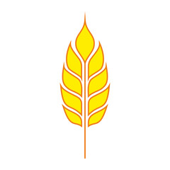 Golden wheat ear symbol. Isolated on a transparent background.
