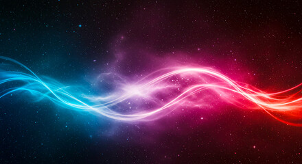 Fototapeta premium Vibrant Cosmic Wave Design with Blue Red and Purple Starry Background