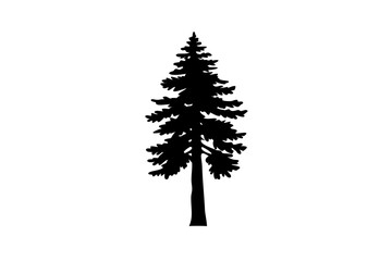 Silhouette of a Giant Sequoia tree on a white background