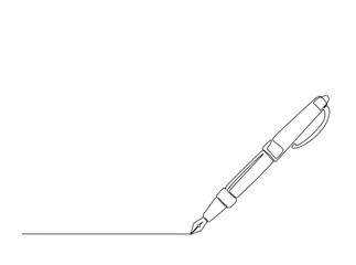 Ballpoint or pen in single outline illustration. Continuous line art drawing of ballpoint.