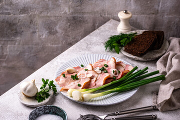 Sliced boiled smoked pork or ham